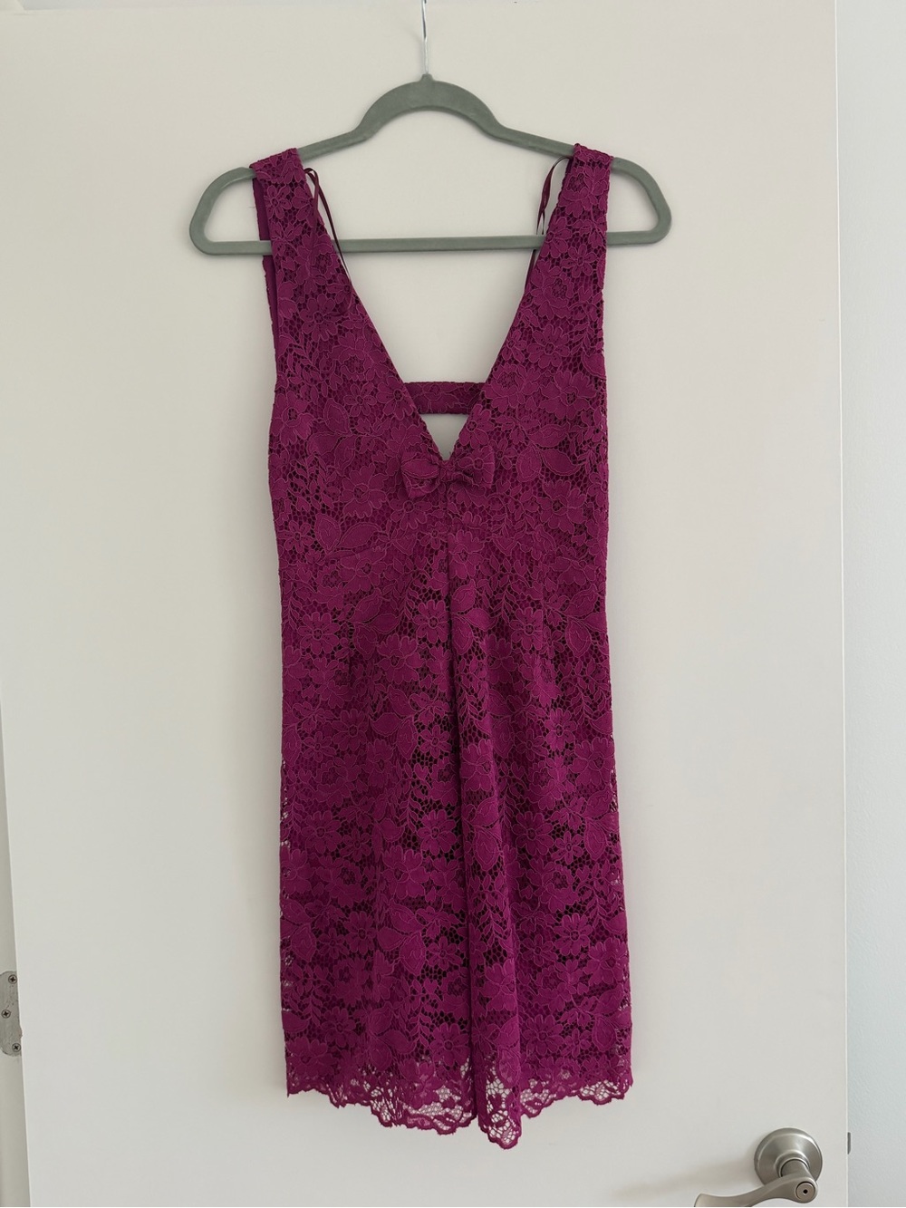 Zara Fuchsia Lace Backless V-Neck Dress